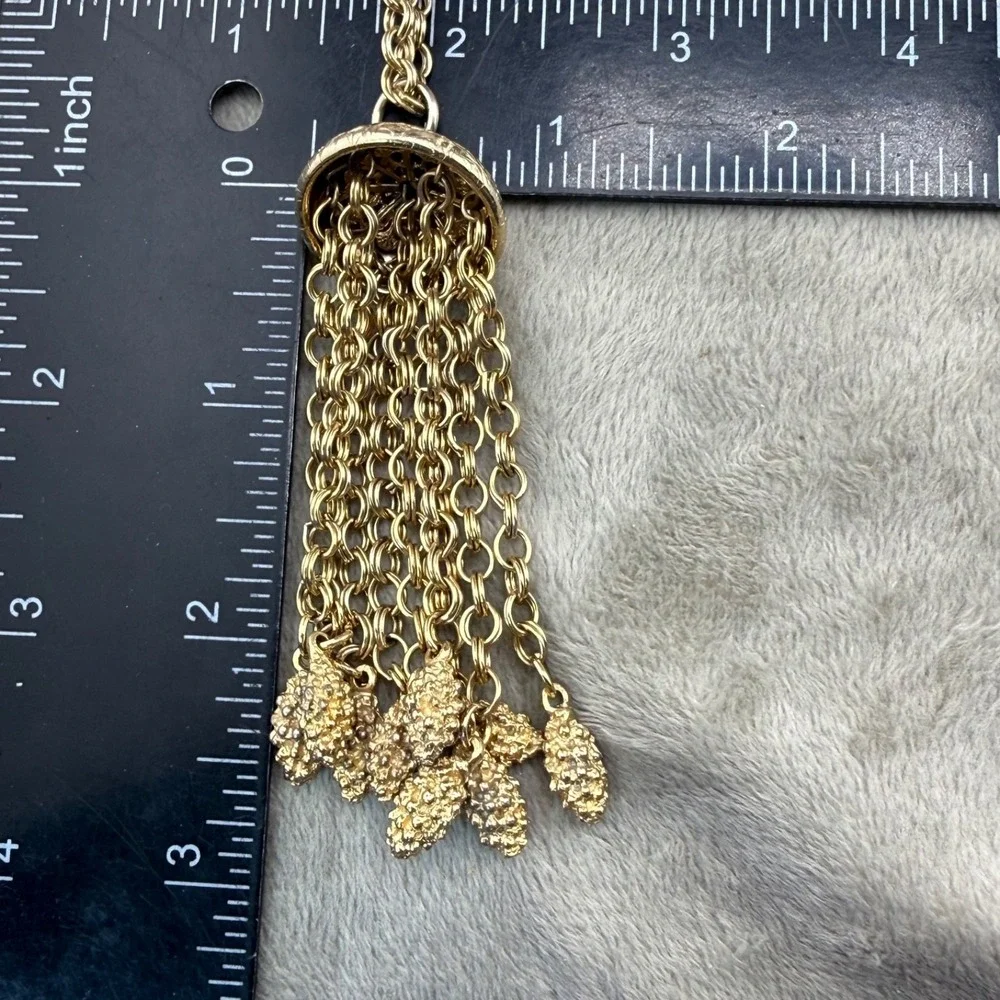 Vintage Tassel Necklace‎ Gold Tone Waterfall 25
